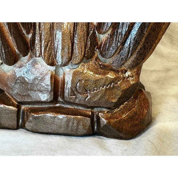 VINTAGE Signed Giannelli Great Eagle 8" Sculpture  w Rare Painted Copper Finish - Picture 6 of 12
